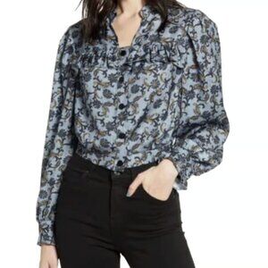 Topshop Paisley Frill Cropped Blouse – Size 6